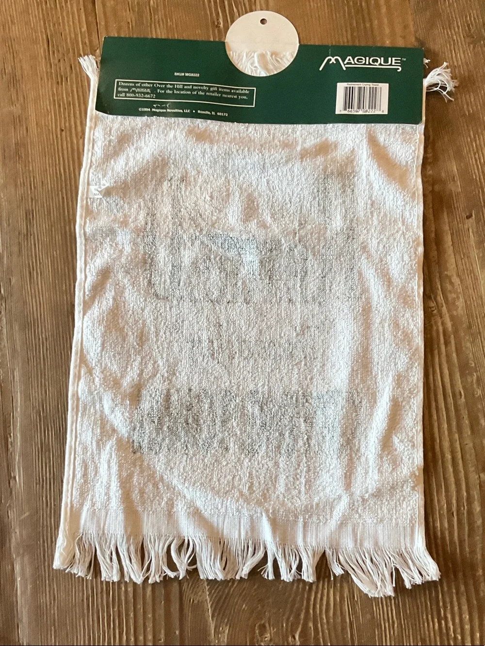 Retired 'Tears of Joy' Towel - White with Dark Green Print